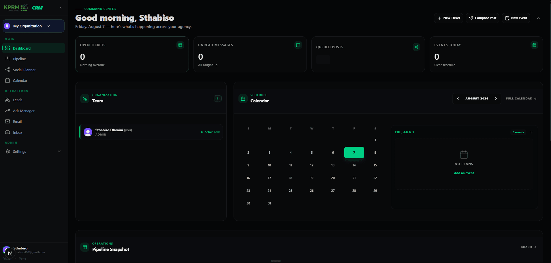 NiaTech: Command Centre Dashboard